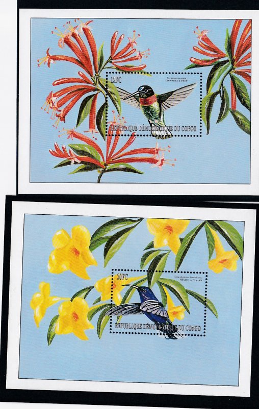 Zaire # 1543-1544, Humming Birds, Souvenir Sheets, Mint NH, 1/2 Cat,