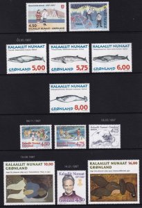 Greenland 1997 Year set incl S/S; Butterflies whales Two scans MNH