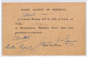 BERMUDA US NAVY KGVI Postal Stationery Card *RADIO SOCIETY* Hamilton 1954 PJ98