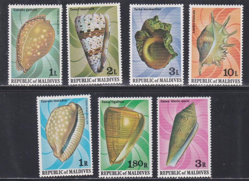 Maldive Islands # 786-792, Sea Shells, Hinged, 1/3 Cat.