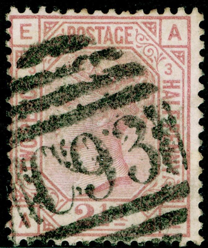 SG141, 2½d rosy mauve PLATE 3, FINE USED. Cat £150. KE 