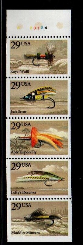 ALLY'S STAMPS Scott #2545-9a 29c Fishing Flies Pane [5] MNH [BP-17c]