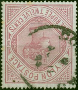 Ceylon 1886 1R12 Dull Rose SG201bw Wmk Inverted Good Used Scarce