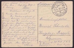 POLAND GERMANY 1916 German field postcard used : Kavall Div 2 cds...........1567