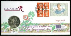 GREAT BRITAIN PHILATELIC NUMISMATIC 1996 70th BIRTH ANNIVERSARY OF QE II COVER 