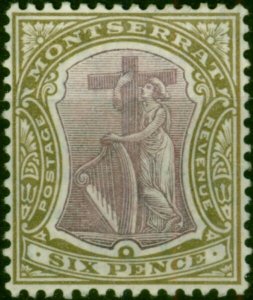 Montserrat 1908 6d Dull Purple & Olive SG29a Chalk Fine & Fresh MM