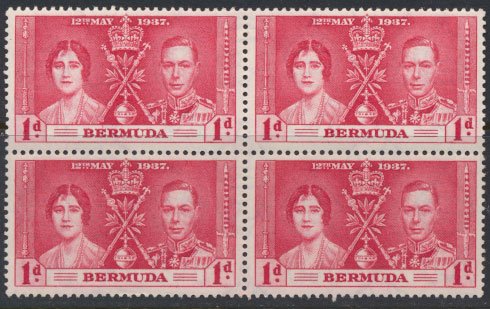 Bermuda  SG 107 SC# 115 Mint Block x 4 Coronation 1937 see details and scan