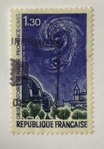 France 1970 Scott 1281 used - 1.30fr, Haute-Provence Observatory & Spiral Nebula