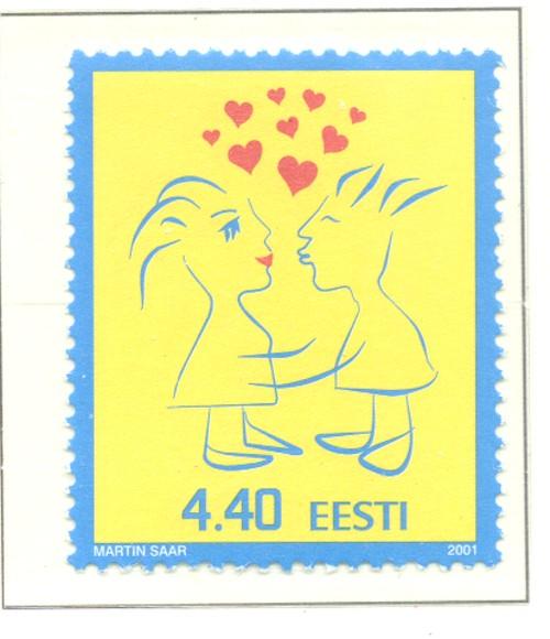 Estonia Sc 409 2001 Valentine's Day stamp mint NH