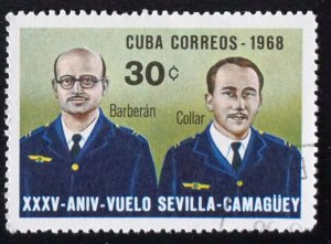 Cuba Sc# 1337  FLIGHT Seville to Camaguey AVIATION  30c 1968 used cto