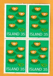 ICELAND SCOTT#496 - 1977 35 Kroner WATER LILLIES - BLOCK OF [4] MNH