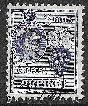 CYPRUS 1955 QE2 3m GRAPES Pictorial Scott No. 169 F-VF Used