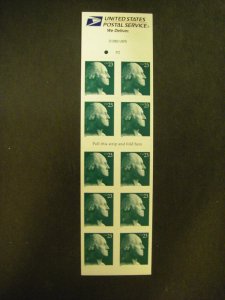 Scott 3618c, 23c George Washington, Pane of 10, #P2, MNH Booklet Beauty