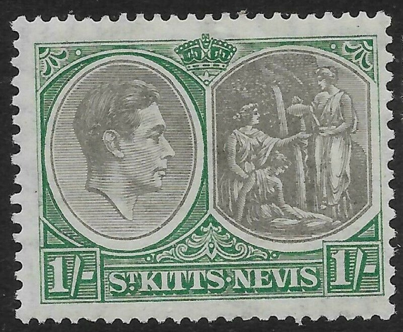 ST.KITTS-NEVIS SG75 1938 1/= BLACK & GREEN MTD MINT