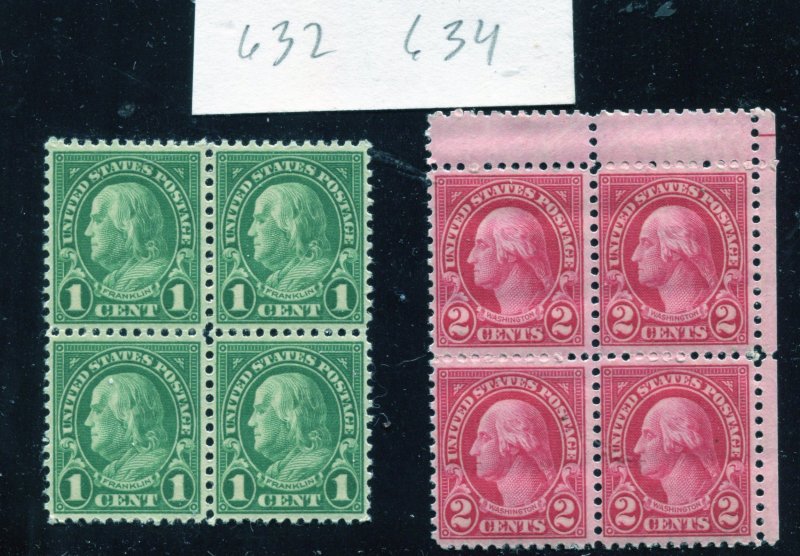 #632, 634 BLOCKS/4   VF/XF MINT OGNH  ⭐⭐⭐⭐⭐⭐