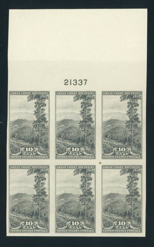 US Stamp #765 Great Smoky Mountains 10c - Plate Block of 6 - MNGLH - CV $45.00