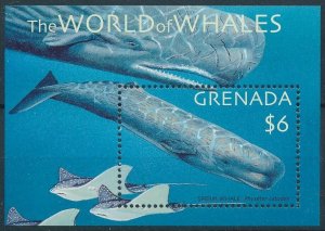 [109121] Grenada 2001 Marine life Sperm Whales Manta Ray Souvenir Sheet MNH