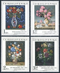 Czechoslovakia 2090-2093, MNH. Paintings of Flowers 1976. By Matejka, Bouda, Bys