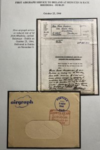 1944 Bulawayo Southern Rhodesia Airgraph Service Cover To Killester Ireland