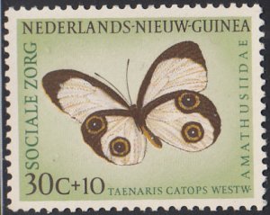 Netherlands New Guinea 1960 MNH Sc #B26 30c + 10c Taenaris catops Butterflies