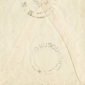 ?Way Office W. O. MUSQUASH N.B. 1851 PAID 10c to Mass, USA, stampless cover