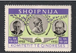 Albania 1952 Cinderella 10 + 20  Kastrioti , Roosevelt & Churchill I Combine S/H