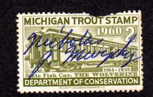 USA Michigan Trout Stamp,  CAT# MIT-13 Cat = $ 10.00, used, Lot 220333 -02