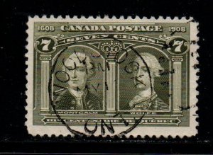 Canada Sc 100 1908 7 c Wolfe & Montcalm stamp used nice circular cancel