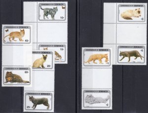 Dominica 1984 Sc#875/884 CATS Set 10 perforated inter-paneau se-tenant gutter-pa