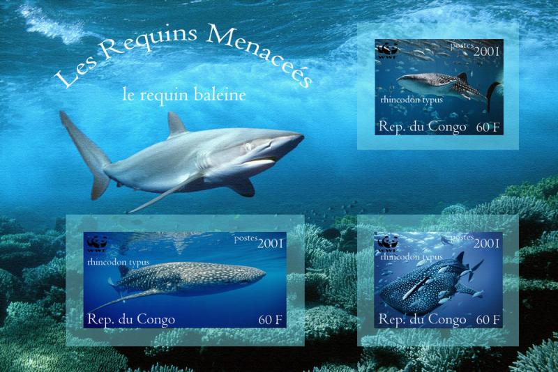CONGO SHEET IMPERF MARINE LIFE SHARKS
