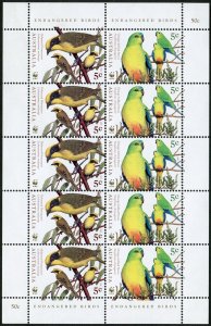 Australia 1675-1678a sheets, MNH. WWF 1998. Endangered Birds.Honey eater,Parrot,