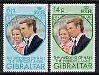 GIBRALTAR - 1973 - Royal Wedding - Perf 2v Set - Mint Never Hinged