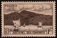 Comoro Islands SG#3 Used - 1950 1f.  - Boats and Ships