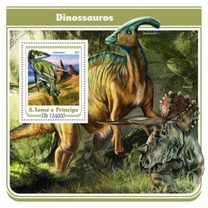 St Thomas - 2017 Dinosaurs on Stamps - Stamp Souvenir Sheet - ST17105b