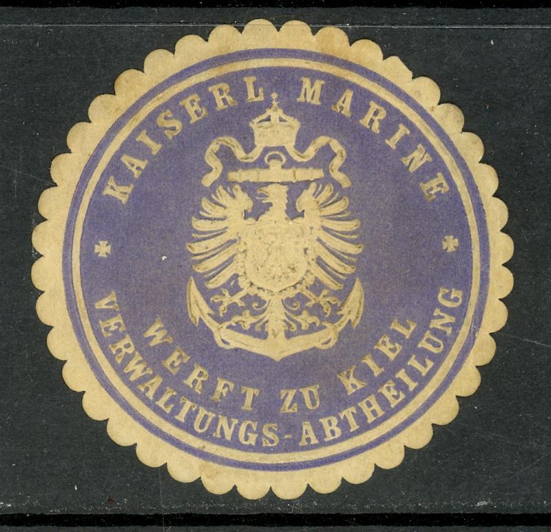 GERMANY c1900 KIEL SHIPYARD ADMINISTRATION Blue Scalloped Seal Imperial Eagle