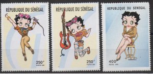 Senegal 1999 - Mi. 1842-1844 250 F/400 F Betty Boop 3 val. New ** MNH RARE