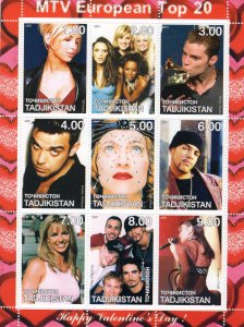 Tajikistan 2001 Spice Girls/Madonna/R.Williams Sheetlet (9) MNH