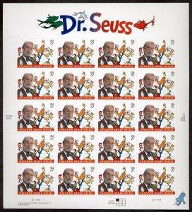 US Scott 3835 Dr.Seuss Mint Pane 0f 20