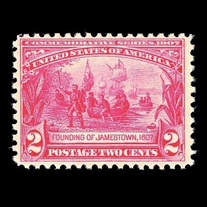 WCstamps: U.S. Scott #329 / 2c Jamestown, F/VF, Mint OGnh / CV $85