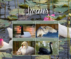 Nevis 2018 - Swans - Birds - Sheet of 4 stamps - Scott #1939 - MNH