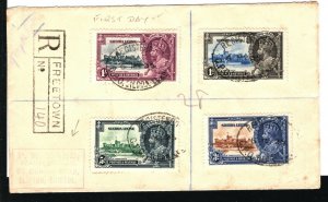 SIERRA LEONE KGV FDC SILVER JUBILEE Set First Day Cover Registered 1935 PB248