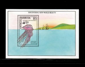 Antigua 1990 - Jellyfish Marine Life - Souvenir Stamp Sheet - Scott #1284 - MNH