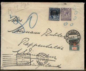 USA Britain 5c Wash 3p KGV Switzerland Triple Frank Oddity Cover Winterthu 91022