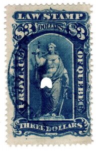 (I.B) Canada Revenue : Quebec Law Stamp $3 (1871)