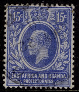 EAST AFRICA and UGANDA GV SG49, 15c bright blue, FINE USED.