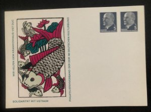 Mint East Germany DDR Stationery Postcard Cover Vietnam Solidarity Fish
