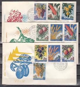 San Marino, Scott cat. 416-425. Fruits & Veggies issue. 3 First day covers. ^