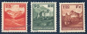 Liechtenstein 1924 Gutenburg and Vaduz Castle Set Sc 108-110 MNH 109422