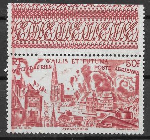 Wallis and Futuna 50f Air Mail issue of 1946, Scott C7 MNH, Fancy Selvedge