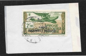 French Equatorial Africa Scott C10b Used on Piece, Rare Stamp w/APS Cert #119355